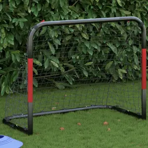 Poartă de fotbal cu plasă, roșu și negru, 90x48x71 cm, oțel - Această poartă de fotbal cu plasă, combinând stilul și funcționalitatea, este ajutorul ideal de antrenament pentru jucătorii care au toate aptitudinil...