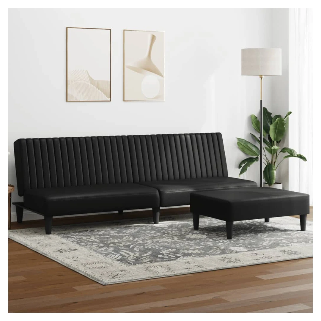 Set de canapele, 2 piese, negru, piele ecologică - Acest set de canapele este un loc excelent pentru a discuta, a citi, a privi la televizor sau pentru a vă relaxa. Este menit să fie un punct de atracț...