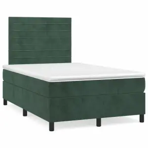 Pat box spring cu saltea, verde închis, 120x190 cm, catifea - Folosiți acest pat continental pentru a vă bucura de un somn bun noaptea! Vă oferă o relaxare maximă și un somn plăcut. Catifea moale: Catifeaua este...