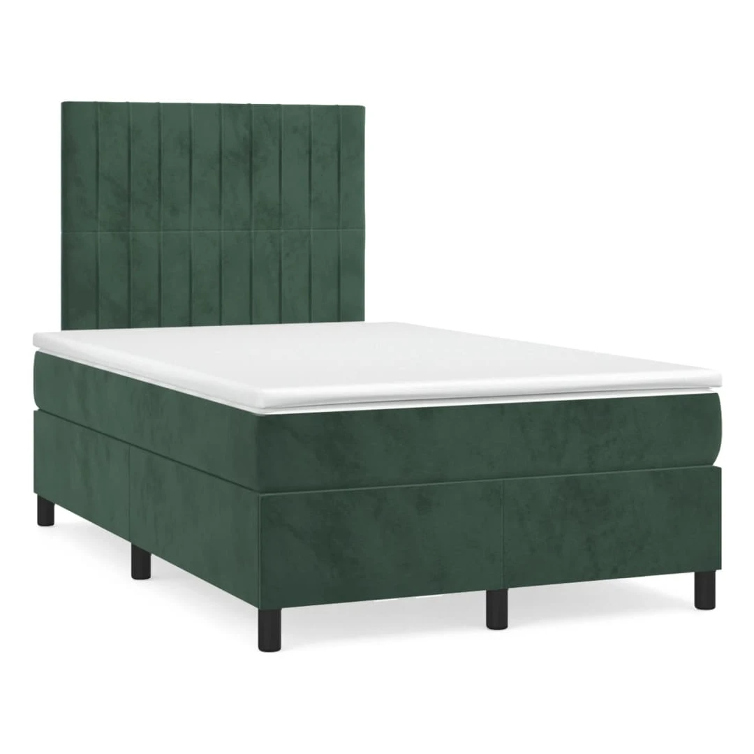 Pat box spring cu saltea, verde închis, 120x190 cm, catifea - Folosiți acest pat continental pentru a vă bucura de un somn bun noaptea! Vă oferă o relaxare maximă și un somn plăcut. Catifea moale: Catifeaua este...