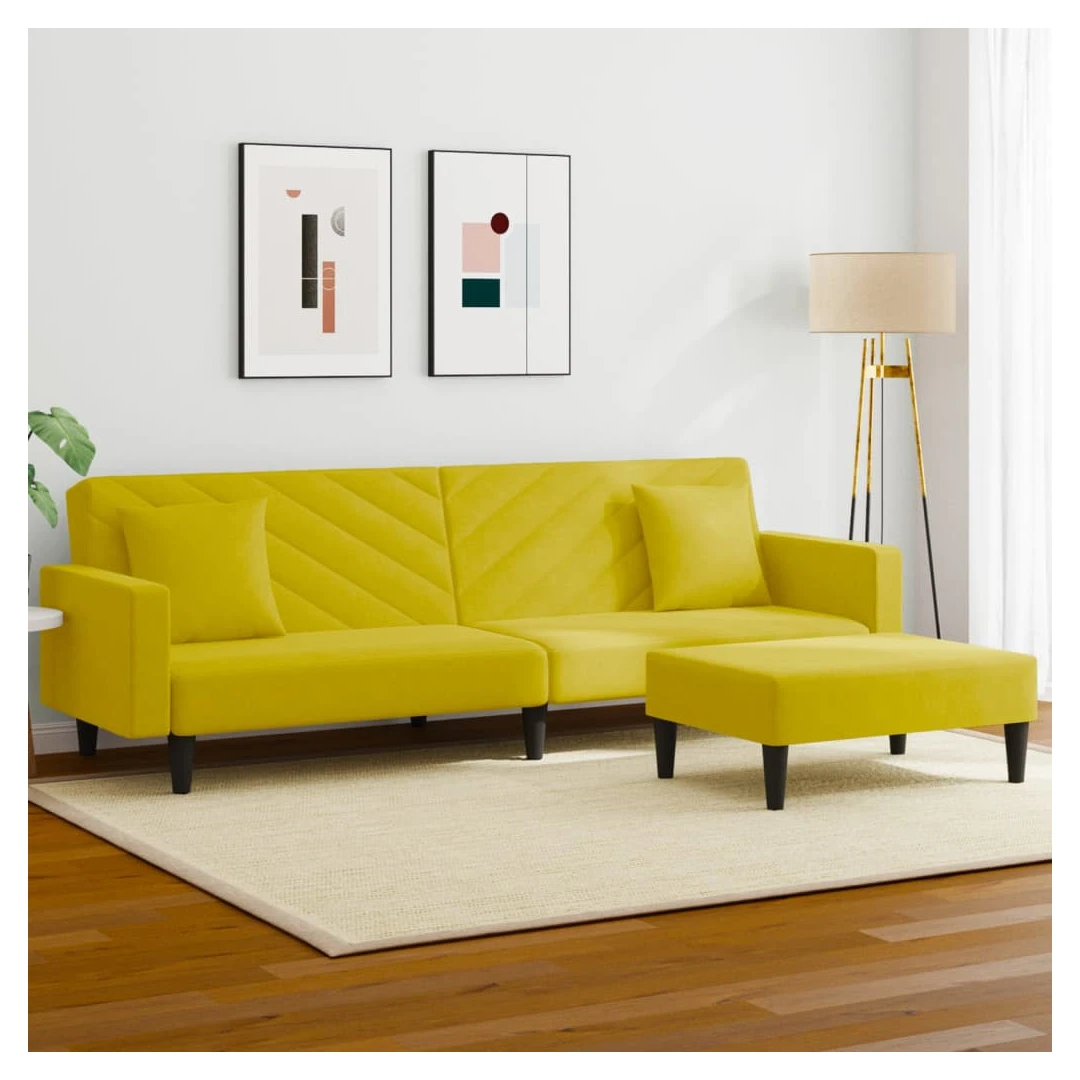 Set de canapele cu perne, 2 piese, galben, catifea - Acest set de canapele este un loc excelent pentru a discuta, a citi, a privi la televizor sau pentru a vă relaxa. Este menit să fie un punct de atracț...