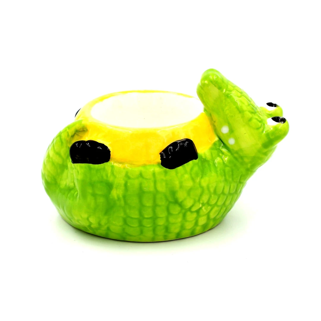 Suport ou din ceramică crocodil verde - 