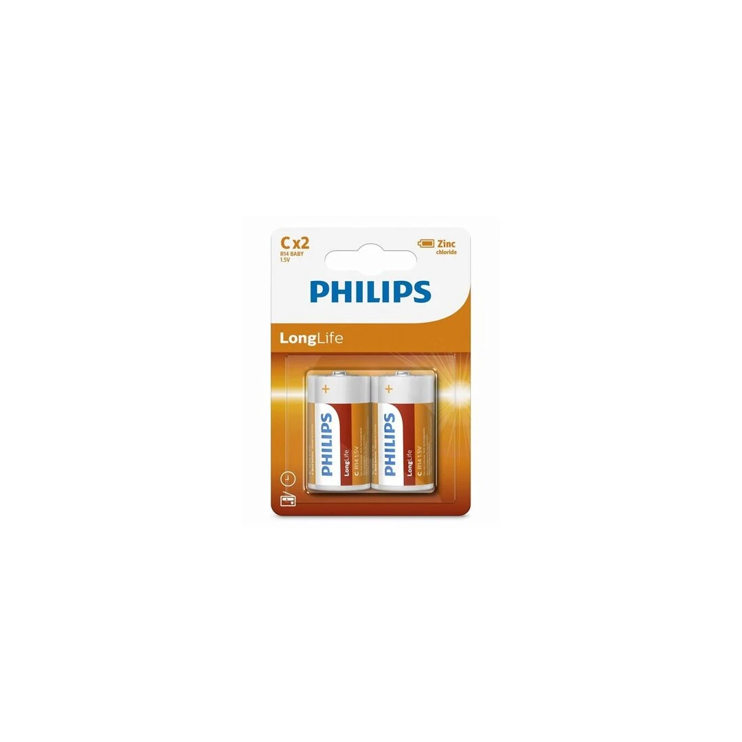 BATERIE LONGLIFE R14 C BLISTER 2 BUC PHILIPS - 