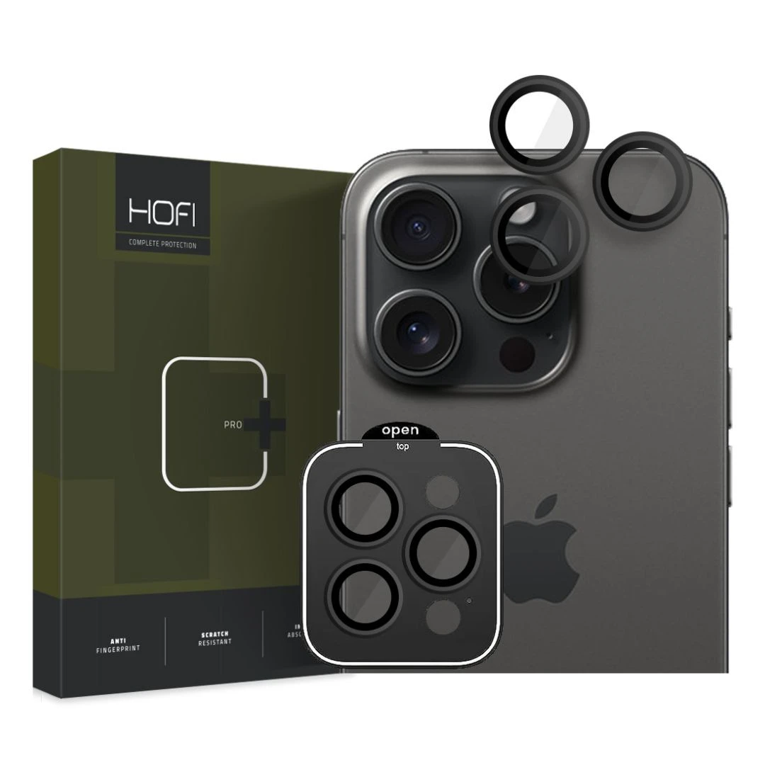 Folie de protectie camera Hofi Camring Pro+ pentru Apple iPhone 15 Pro/15 Pro Max Negru - 