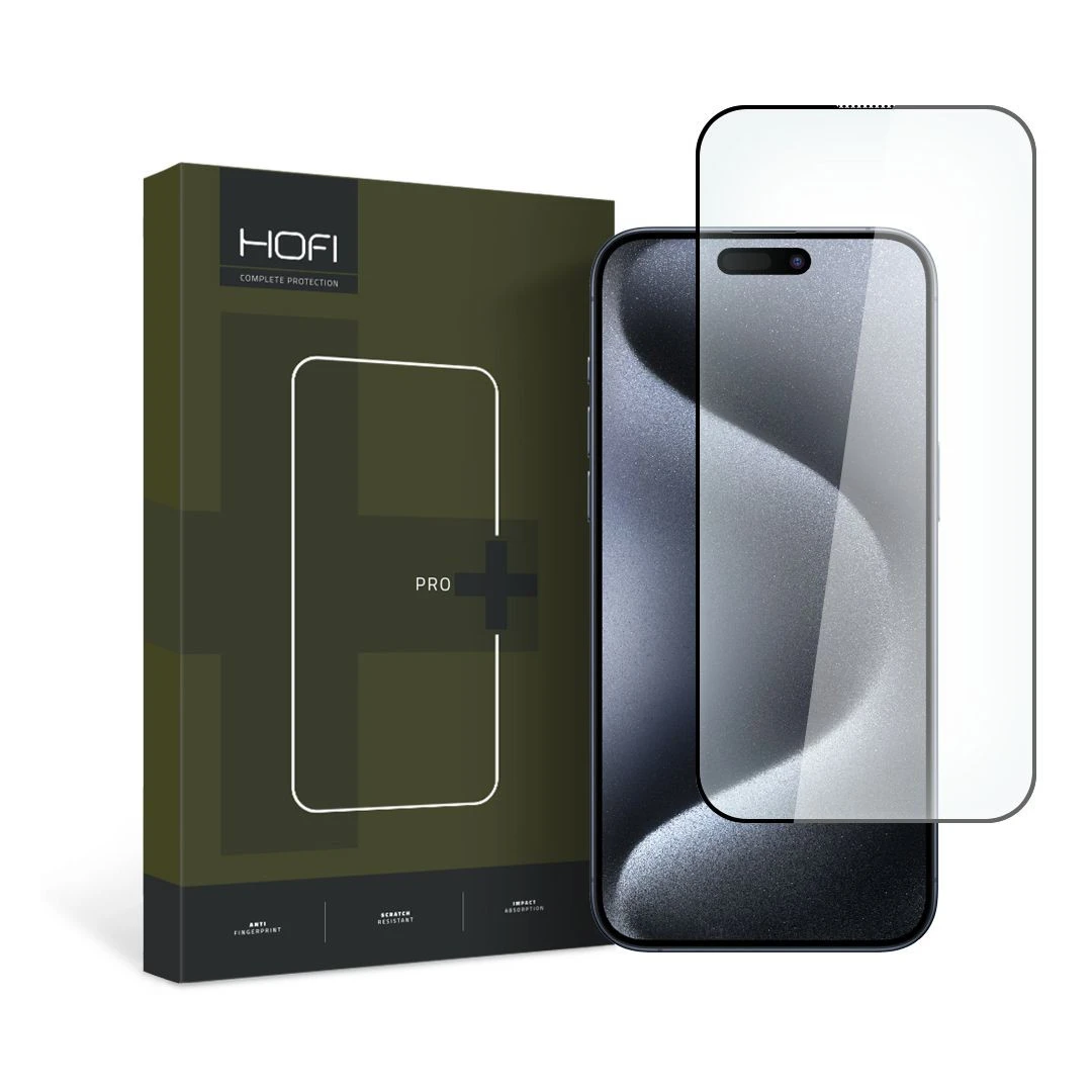 Folie de protectie Hofi Glass Pro+ pentru Apple iPhone 15 Pro Negru - 