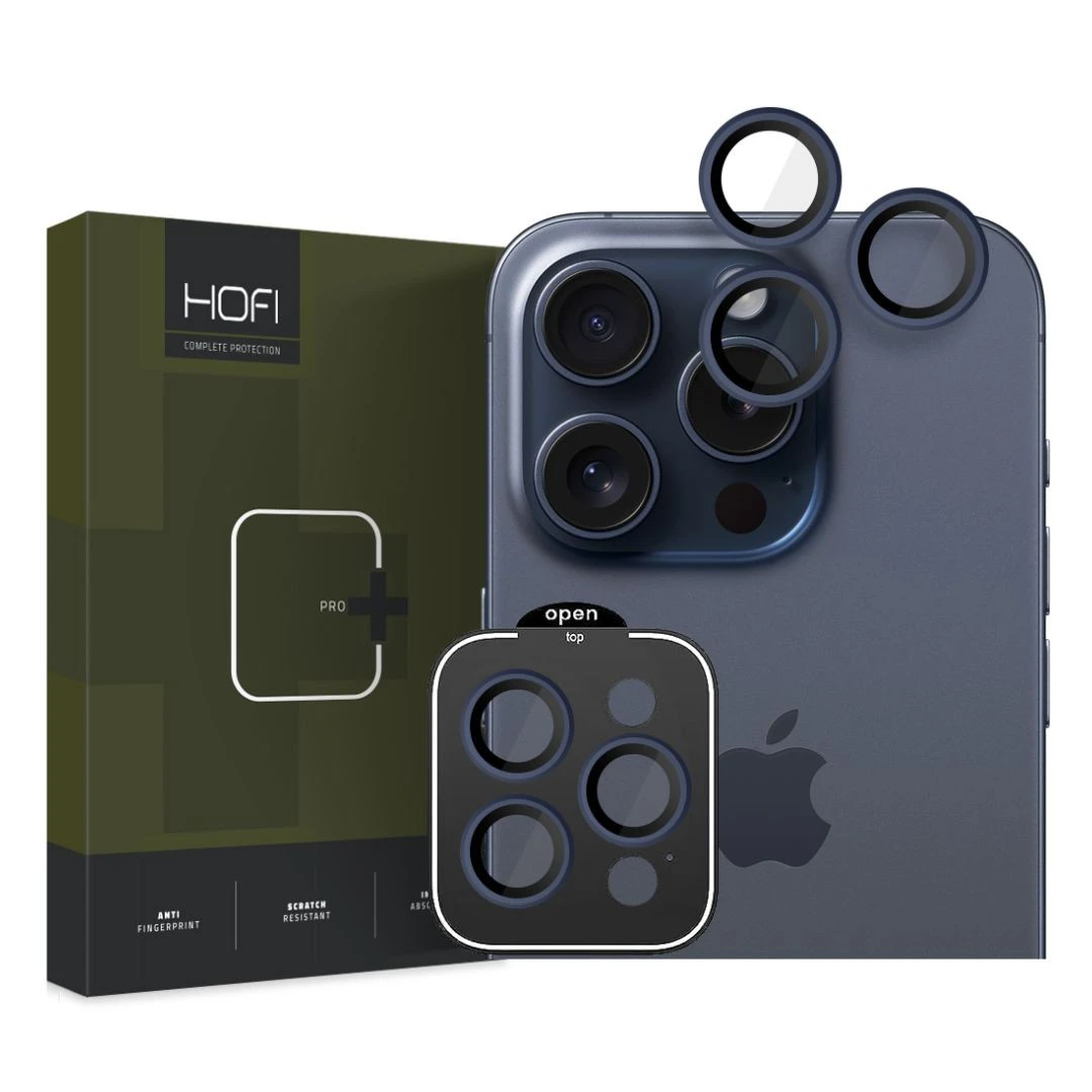 Folie de protectie camera Hofi Camring Pro+ pentru Apple iPhone 15 Pro/15 Pro Max Albastru inchis - 