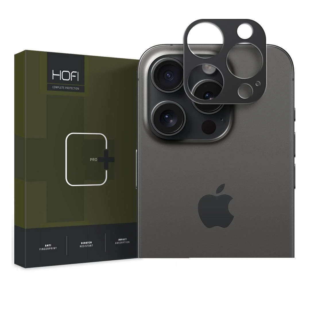 Folie de protectie camera Hofi Alucam Pro+ pentru Apple iPhone 15 Pro/15 Pro Max Negru - 