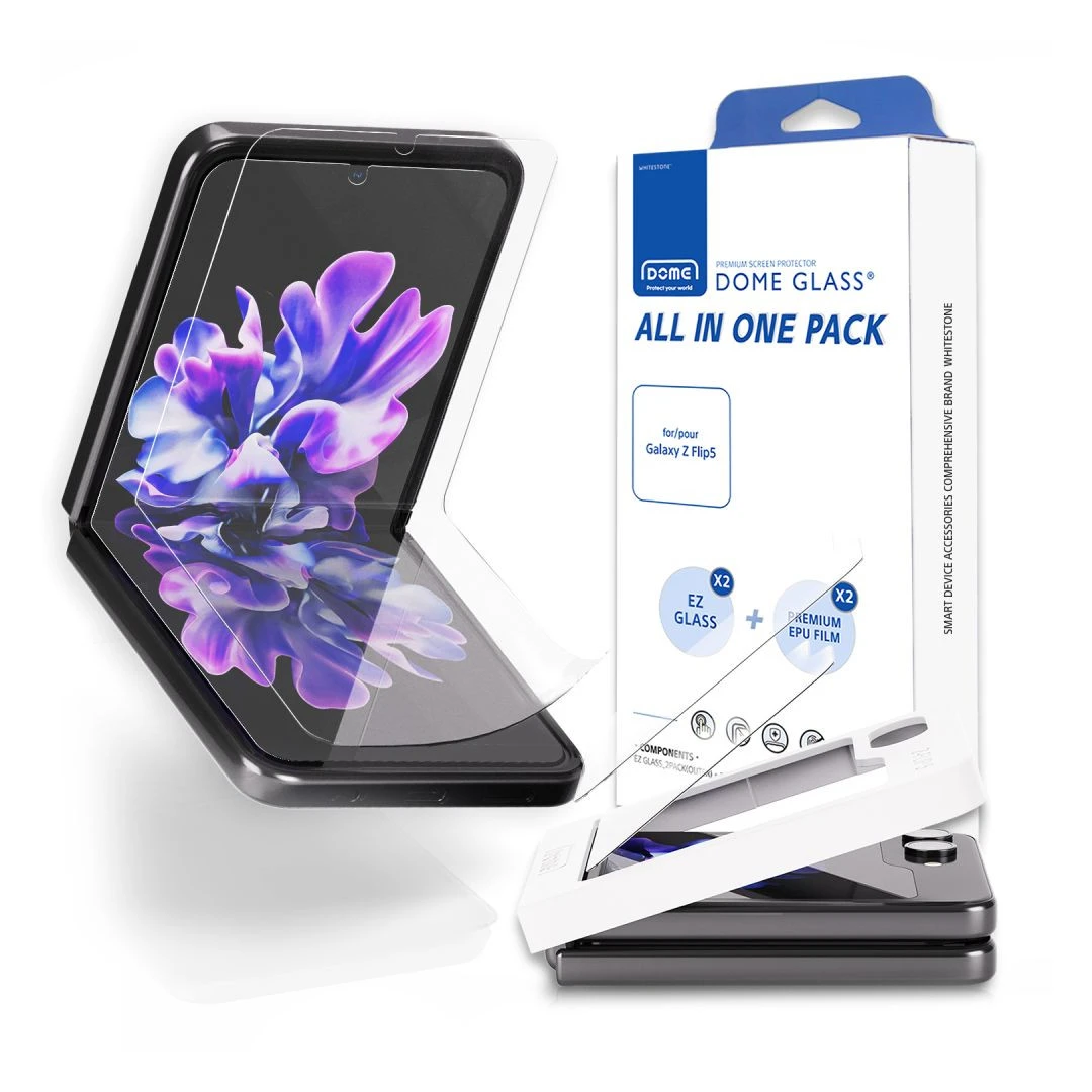 Set 2 folii de protectie WhiteBej All-In-One pentru Samsung Galaxy Z Flip 5 Transparent - 