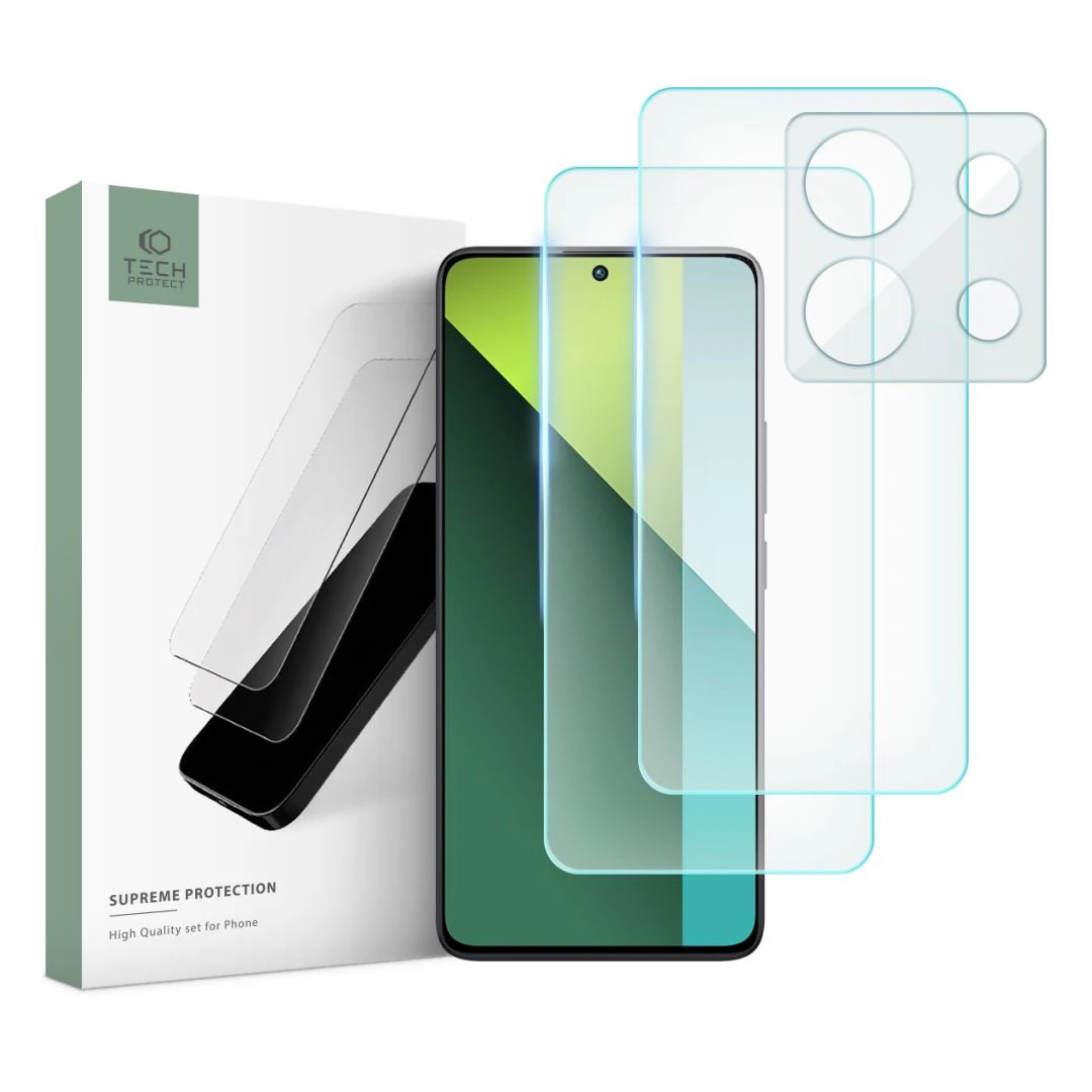 Set 2 Folii Ecran si 1 Folie Camera Tech-Protect Supreme pentru Xiaomi Redmi Note 13 Pro 5G/Poco X6 5G Transparent - 