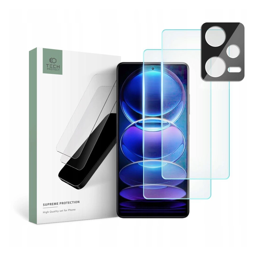 Set 2 Folii Ecran si 1 Folie Camera Tech-Protect Supreme pentru Xiaomi Redmi Note 12 Pro 5G/12 Pro+ Plus 5G Transparent - 