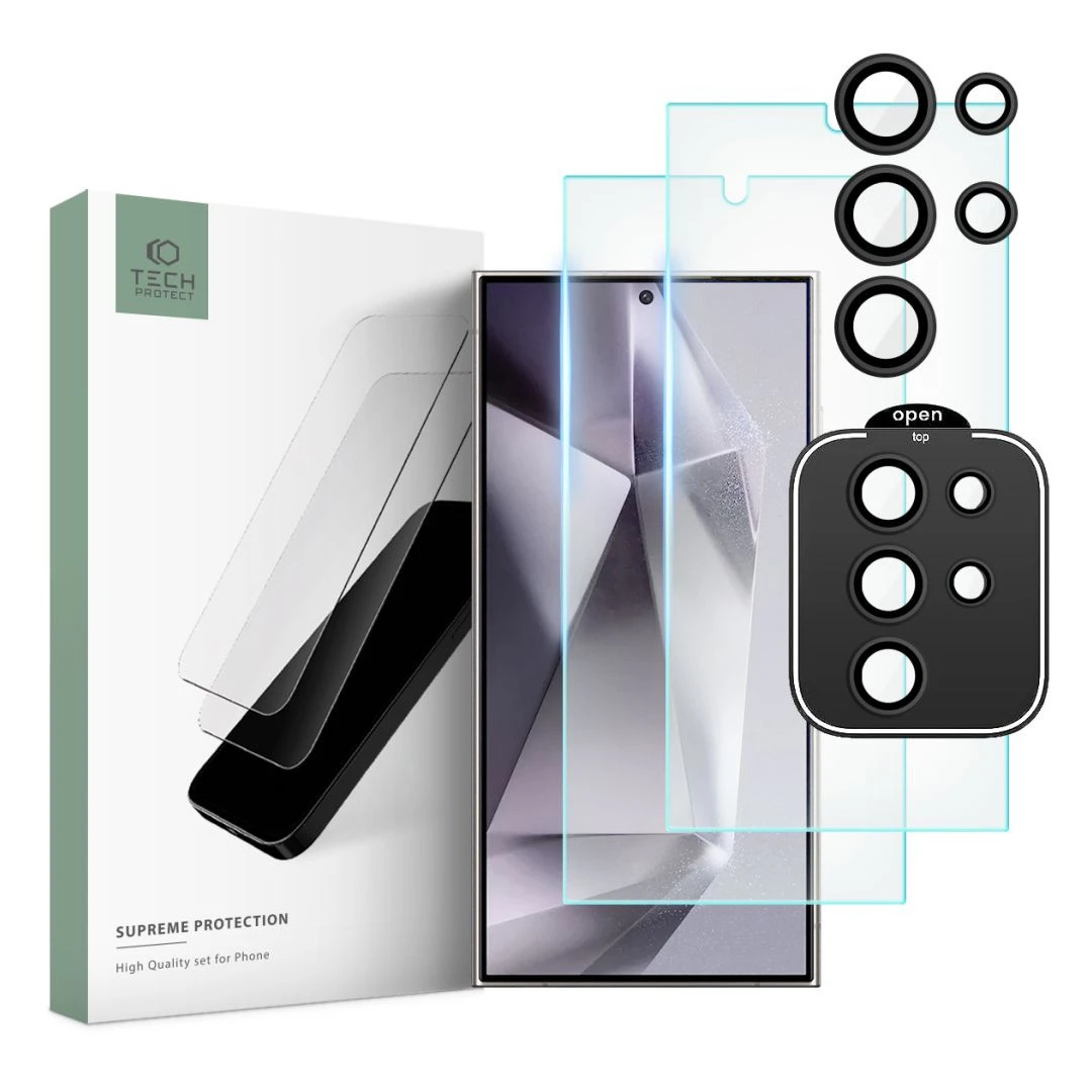 Set 2 Folii Ecran si 1 Folie Camera Tech-Protect Supreme pentru Samsung Galaxy S24 Ultra Transparent - 