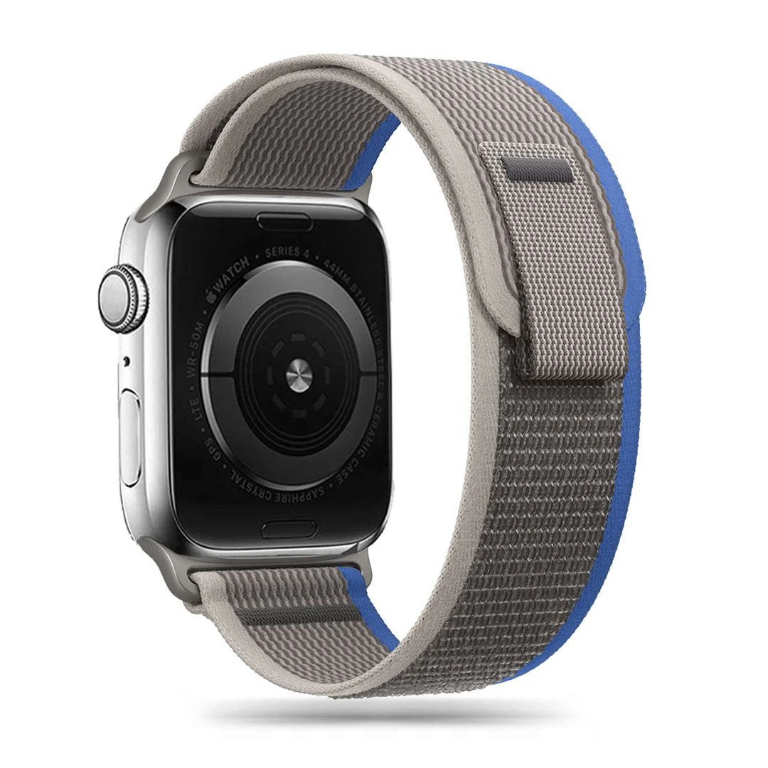 Curea Tech-Protect Nylon pentru Apple Watch 4/5/6/7/8/9/Se/Ultra 1/2 (42/44/45/49 mm) Gri/Albastru - 