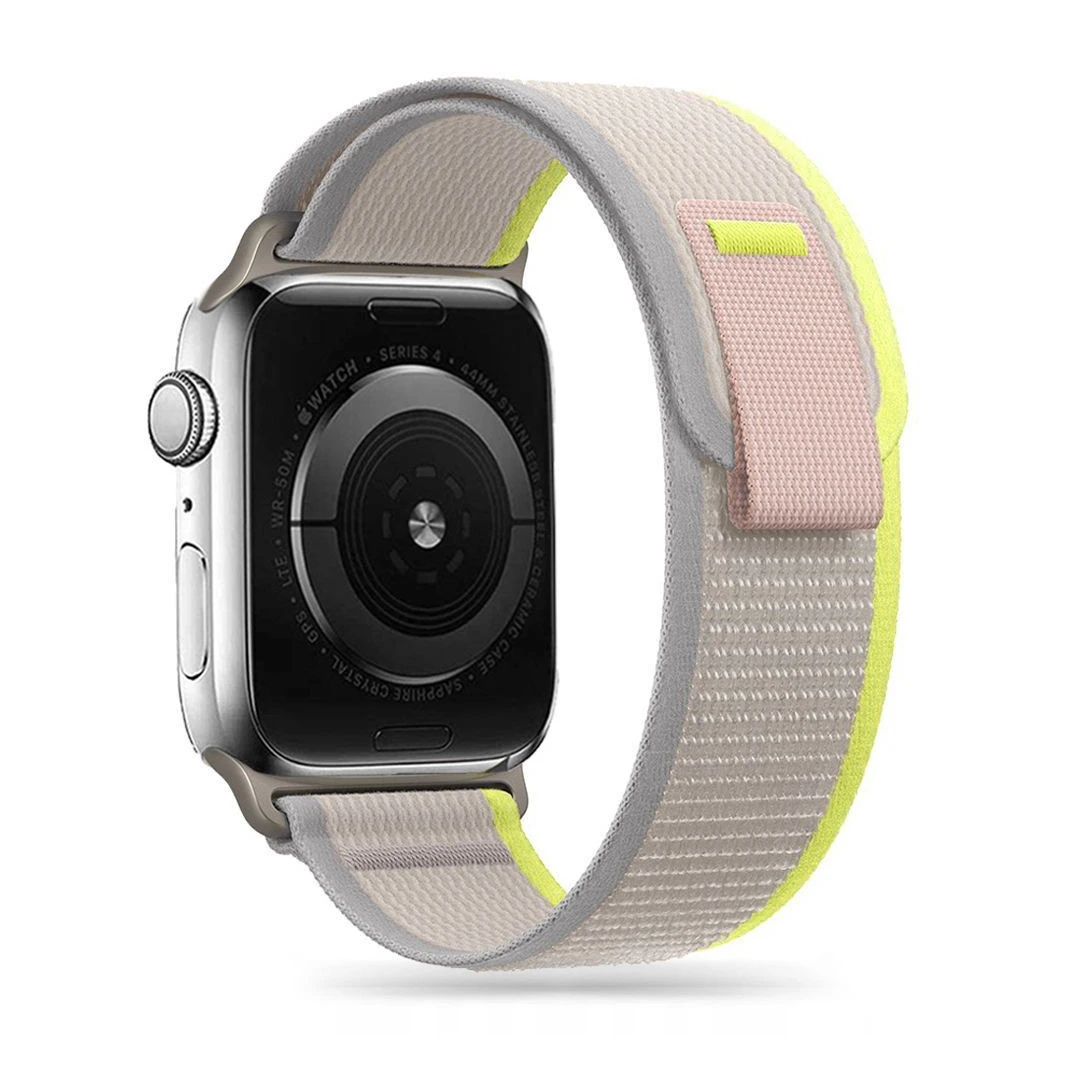 Curea Tech-Protect Nylon pentru Apple Watch 4/5/6/7/8/9/Se/Ultra 1/2 (42/44/45/49 mm) Bej - 