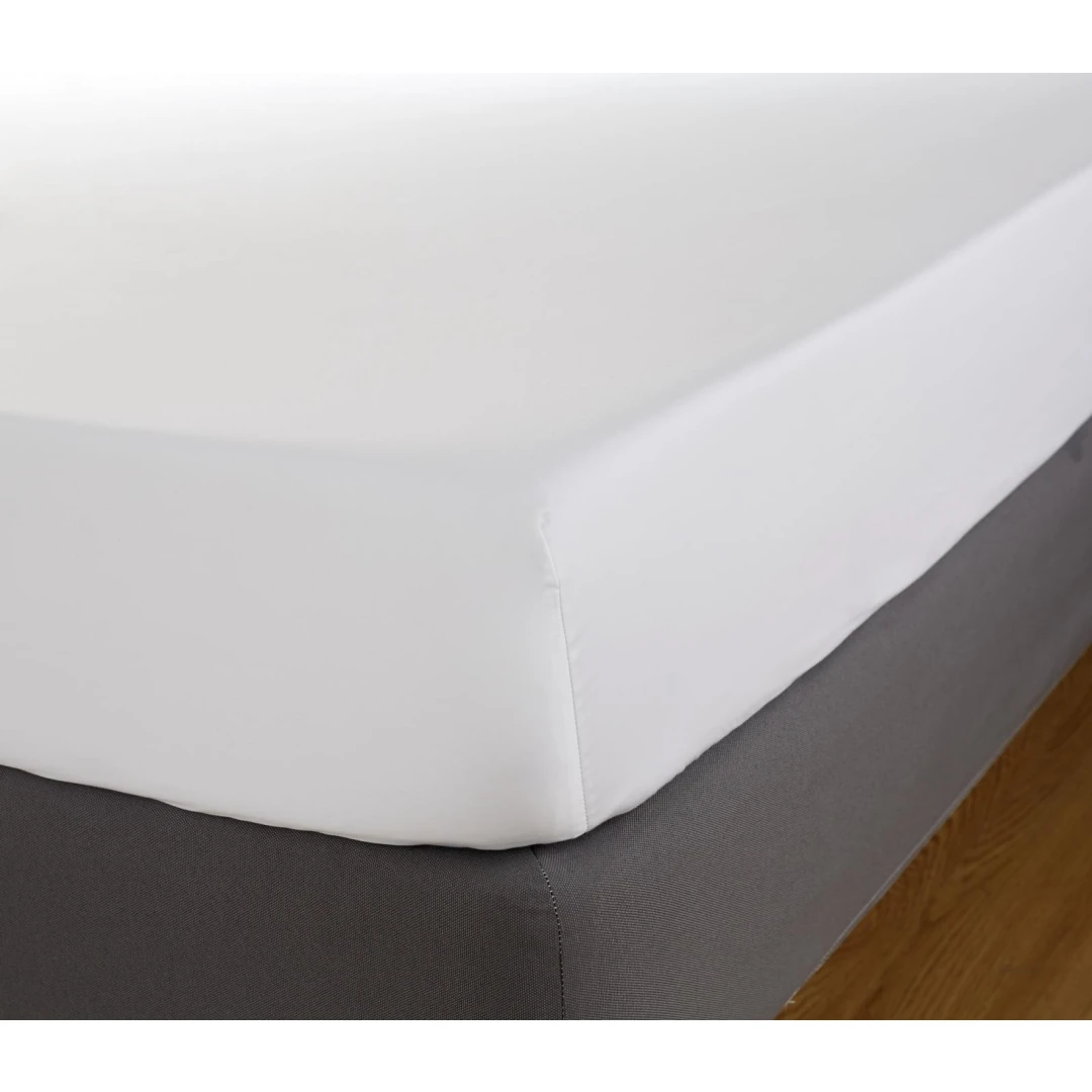Cearceaf de pat cu elastic, 400TC - Alb - 190x90x30 cm