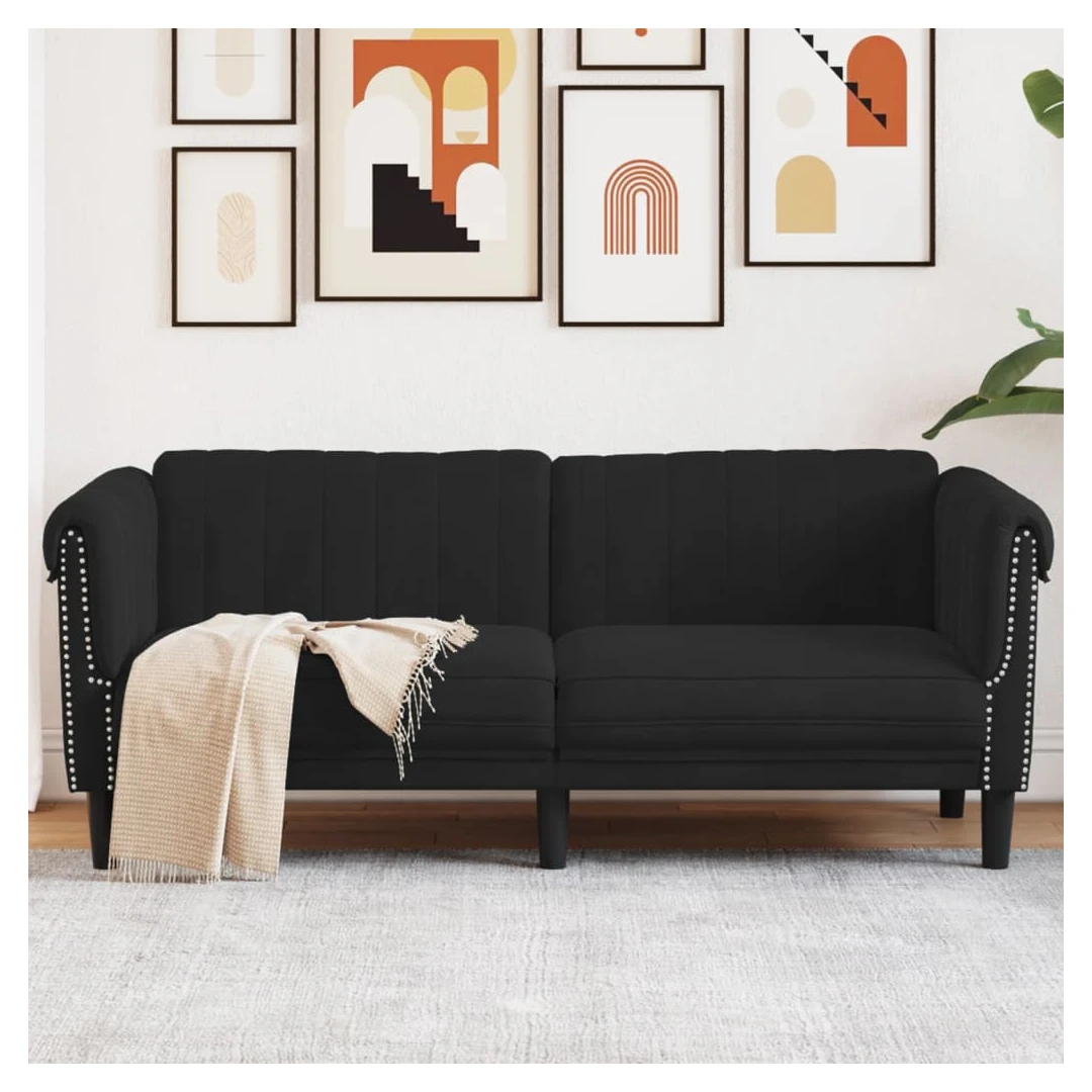 Canapea cu 2 locuri, negru, catifea - Această canapea cu 2 locuri este un loc excelent pentru conversații, citit, vizionare la televizor sau pur și simplu pentru relaxare. Este menită să f...