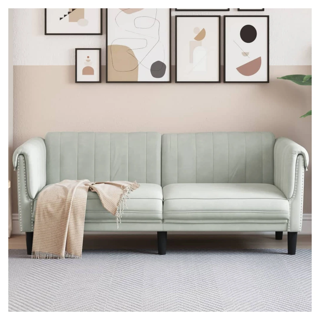Canapea cu 2 locuri, gri deschis, catifea - Această canapea cu 2 locuri este un loc excelent pentru conversații, citit, vizionare la televizor sau pur și simplu pentru relaxare. Este menită să f...