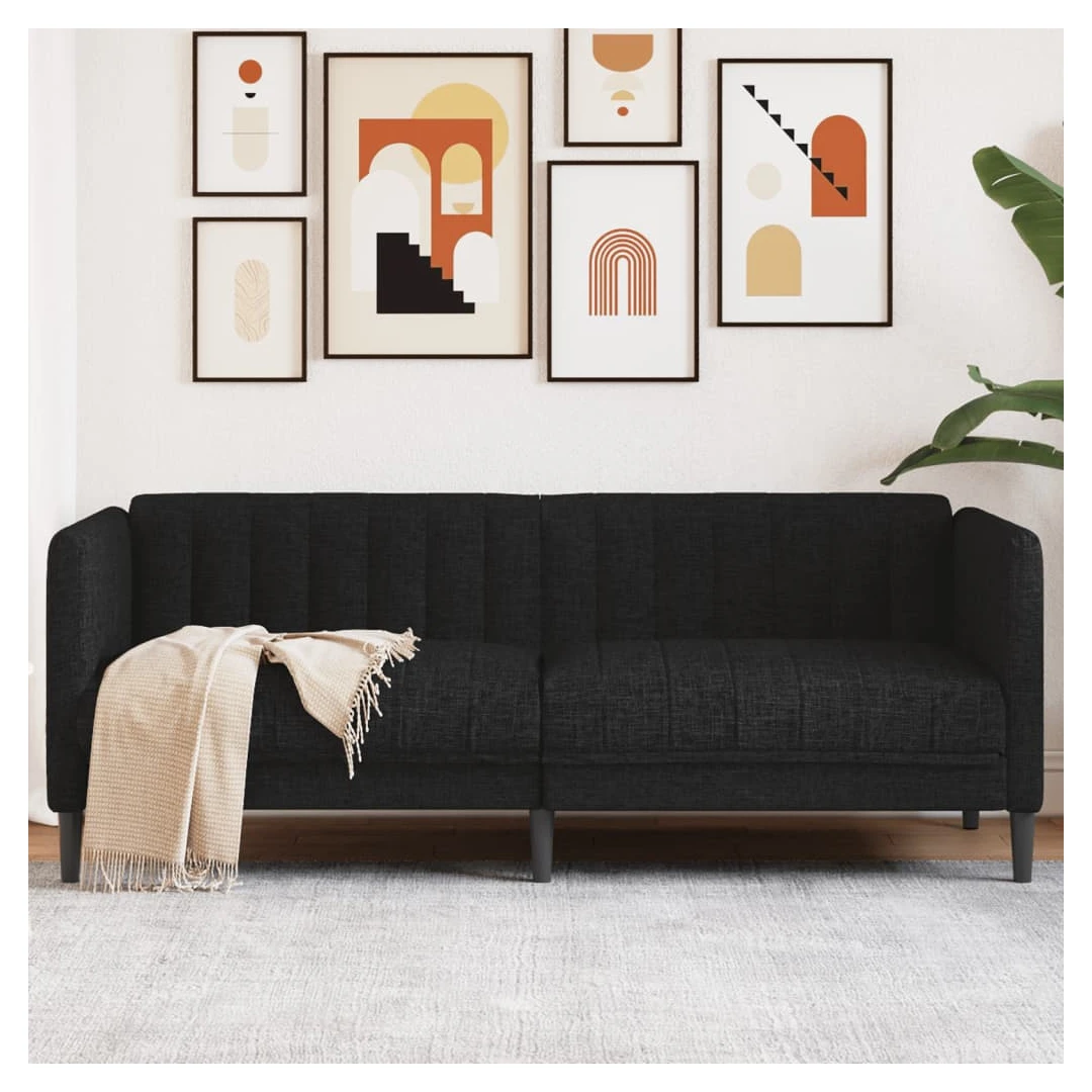 Canapea, 2 locuri, negru, material textil - Această canapea cu 2 locuri este un loc excelent pentru conversații, citit, vizionare la televizor sau pur și simplu pentru relaxare. Este menită să f...