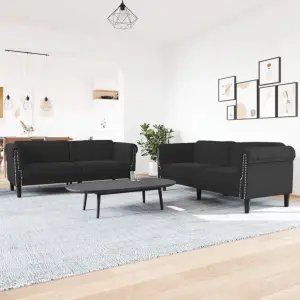 Set canapea 2 piese, negru, catifea - Acest set de canapele este un loc excelent pentru a discuta, a citi, a privi la televizor sau pentru a vă relaxa. Este menit să fie un punct de atracț...