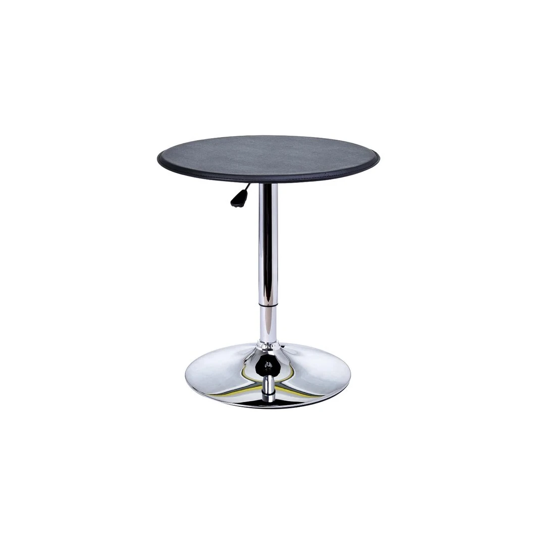 Masa pentru bucatarie/living/bar, rotunda, rotativa, inaltime reglabila, PVC, lemn, metal, negru, 63x67-93 cm - 