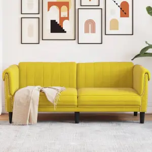 Canapea cu 2 locuri, galben, catifea - Această canapea cu 2 locuri este un loc excelent pentru conversații, citit, vizionare la televizor sau pur și simplu pentru relaxare. Este menită să f...