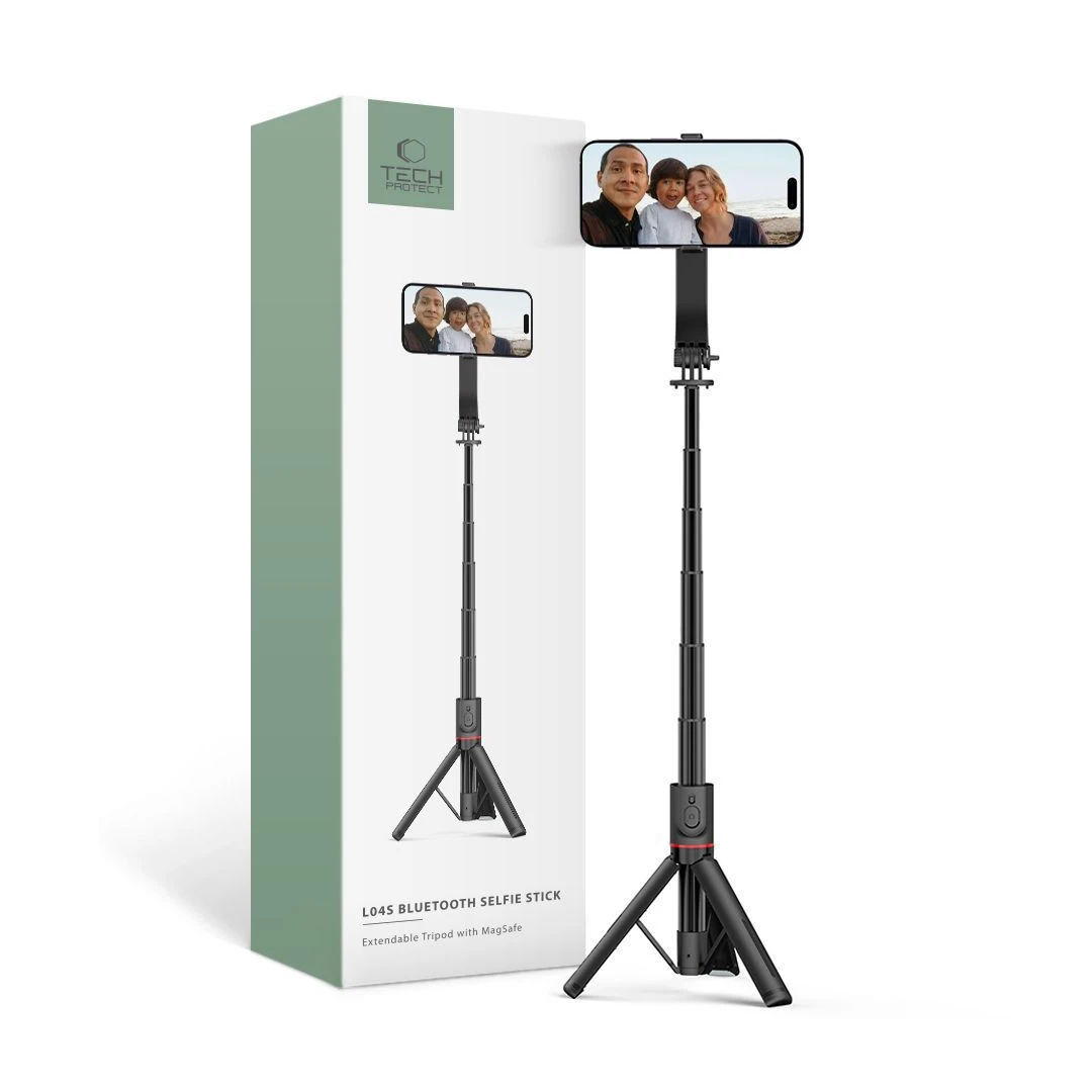 Selfie Stick Trepied Universal Trepied Tech-Protect L04S MagSafe Bluetooth Negru - 