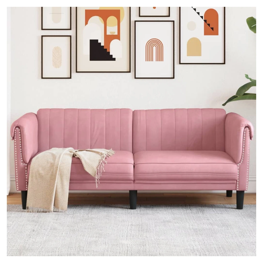 Canapea cu 2 locuri, roz, catifea - Această canapea cu 2 locuri este un loc excelent pentru conversații, citit, vizionare la televizor sau pur și simplu pentru relaxare. Este menită să f...