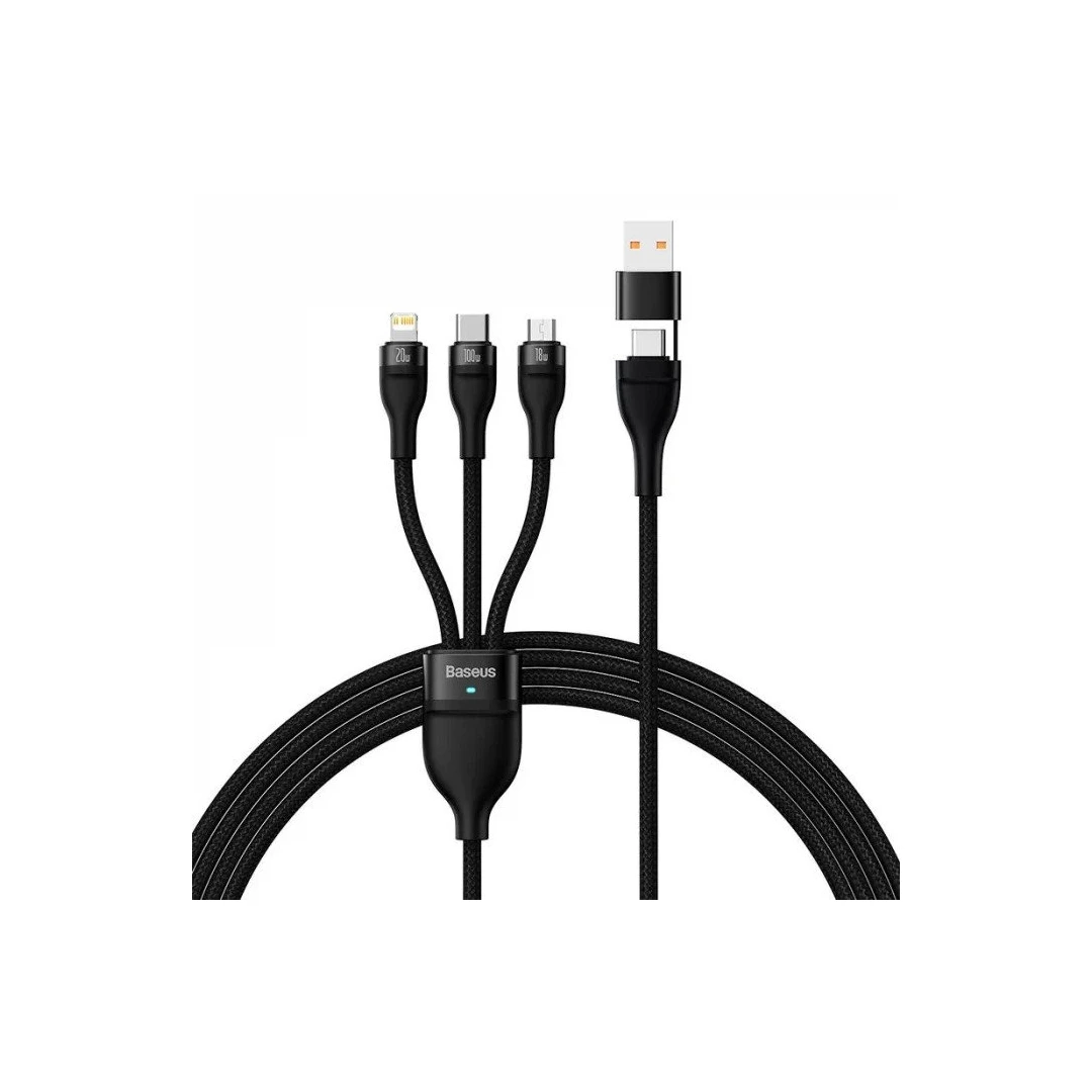 Cablu de date rapid USB BASEUS Flash 3in1 USB-C / Lightning / Micro 100W 1.5m - Negru CASS030201 - 