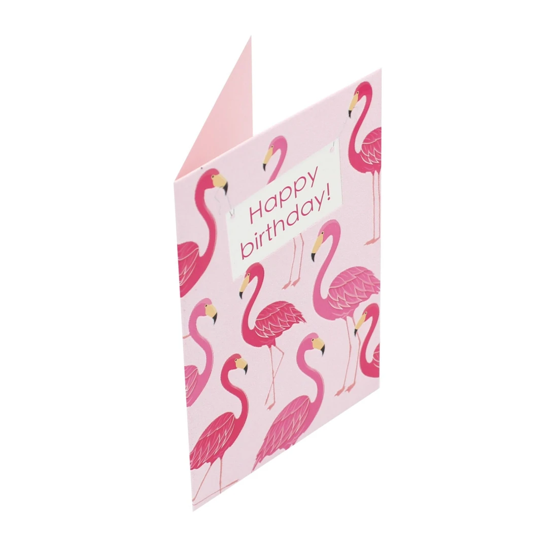 Felicitare Gold Birthday Flamingos - 