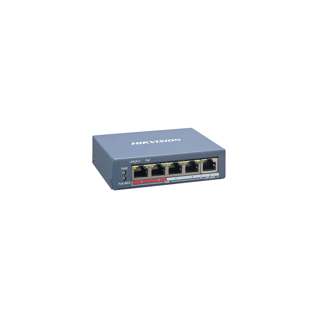 Switch 4 porturi PoE, 1 port uplink RJ45, SMART Management - HIKVISION DS-3E1105P-EI - 