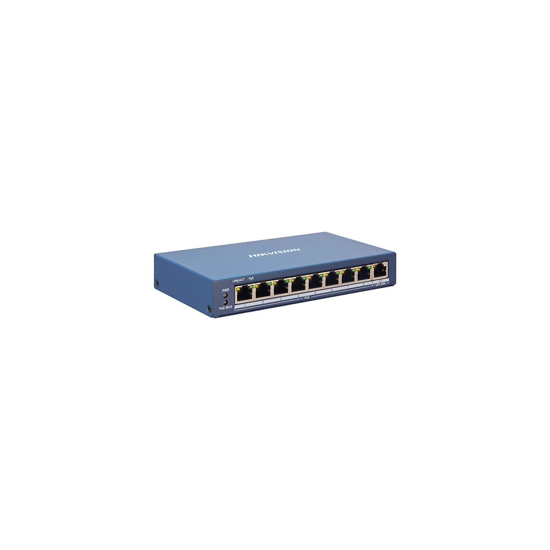 Switch 8 porturi PoE, 1 port uplink RJ45, SMART Management - HIKVISION DS-3E1309P-EI - 