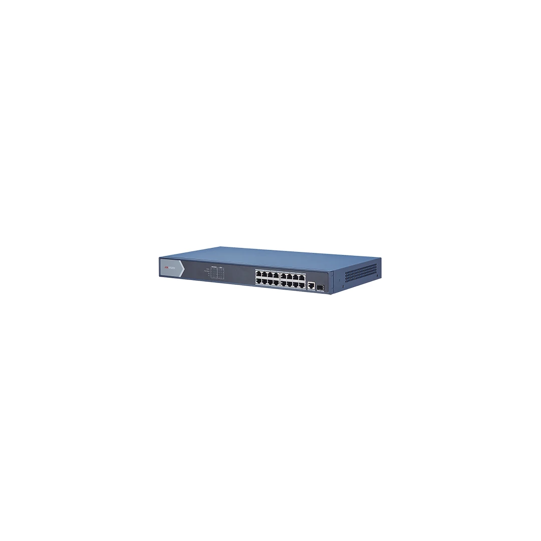 Switch 16 porturi PoE 1000Mbps, 1xRJ45 + 1xSFP Gigabit uplink - HIKVISION DS-3E0518P-E - 