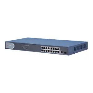 Switch 16 porturi PoE 1000Mbps, 1xRJ45 + 1xSFP Gigabit uplink - HIKVISION DS-3E0518P-E - 