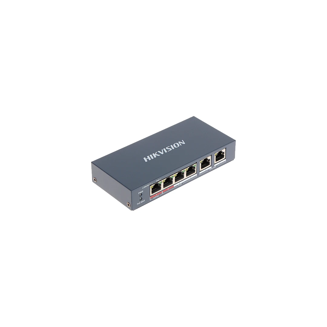 Switch 4 porturi PoE+, 2 porturi uplink - HIKVISION DS-3E0106HP-E - 