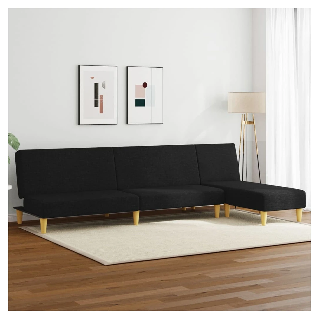 Set de canapele, 2 piese, negru, material textil - Acest set de canapele este un loc excelent pentru a discuta, a citi, a privi la televizor sau pentru a vă relaxa. Este menit să fie un punct de atracț...