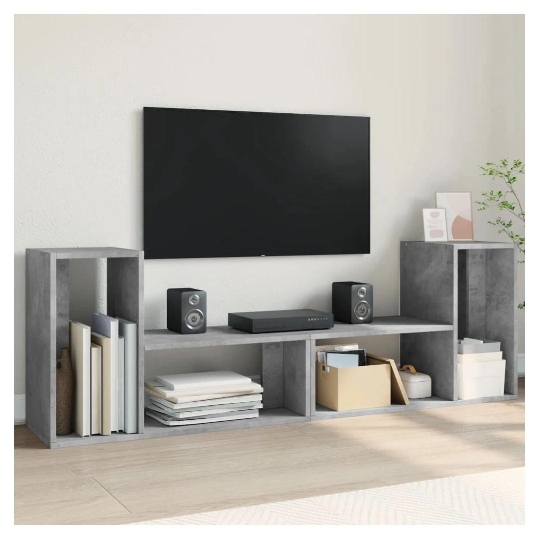 Dulapuri TV, 2 buc., gri beton, 75x30x50 cm, lemn prelucrat - Această comodă TV cu spațiu amplu de depozitare este o completare practică și atrăgătoare pentru camera de zi sau pentru dormitorul dvs. Material dura...
