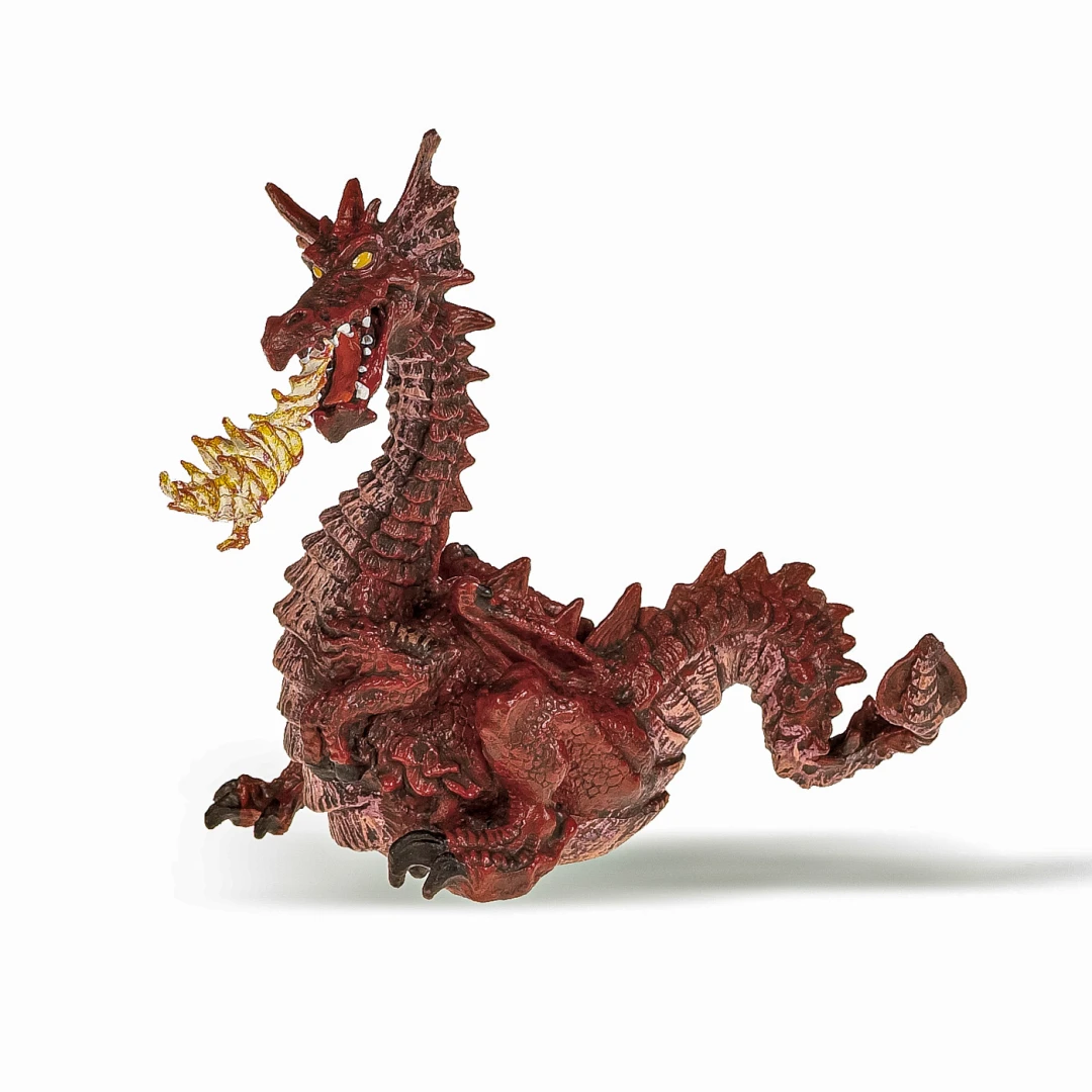 Papo figurina dragon rosu cu flacara - 