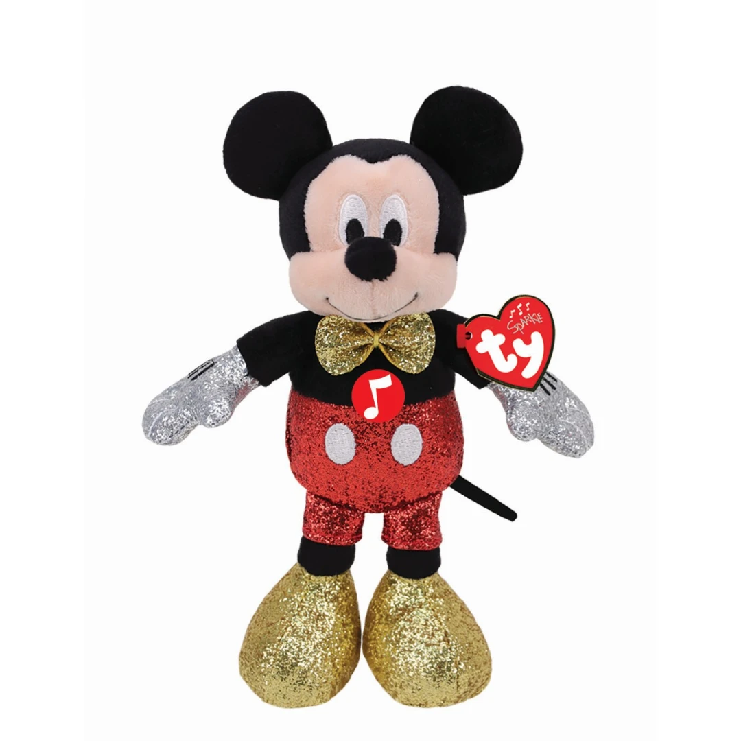 Plus TY 20 cm Beanie Babies Disney Mickey cu sclipici si sunete - 