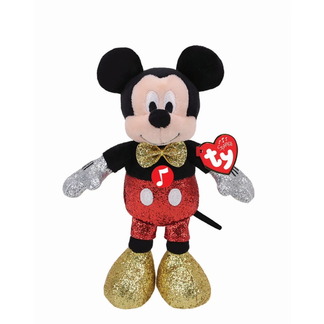 Plus TY 25 cm Beanie Babies Disney Mickey cu sclipici si sunete - 