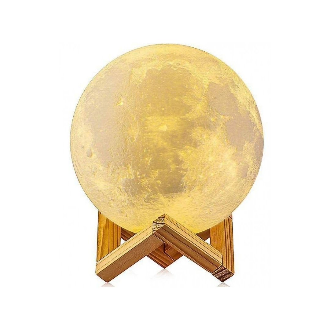 Lampa de veghe 3D Moon Light eMazing cu diametru 8 cm in forma de luna, multicolor, alimentare baterii, suport din plastic inclus - 