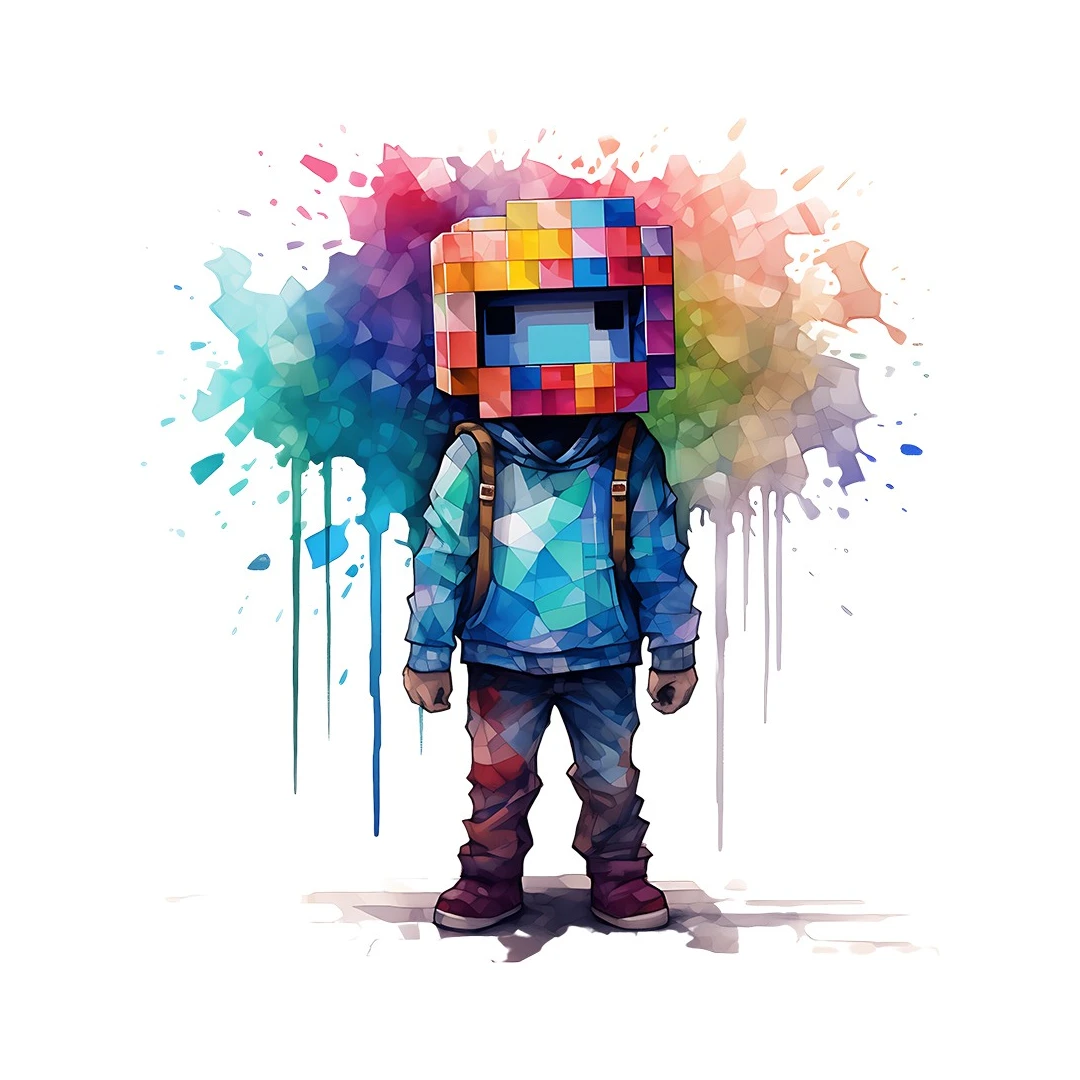 Sticker decorativ, Minecraft, Albastru, 1376STK - 