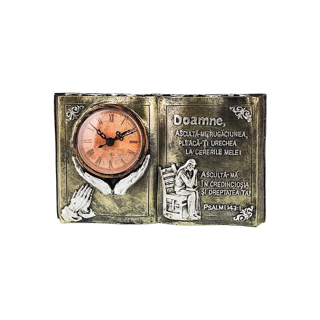 Ceas de masa, In forma de carte cu citat religios, 24 cm, 1693H-1 - 