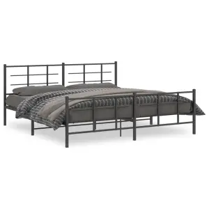 Cadru pat metalic cu tăblii de cap/picioare, negru, 193x203 cm - Dacă sunteți în căutarea unui cadru de pat robust pentru dormitorul dvs., atunci acest cadru de pat clasic, cu un design elegant și atemporal, este al...