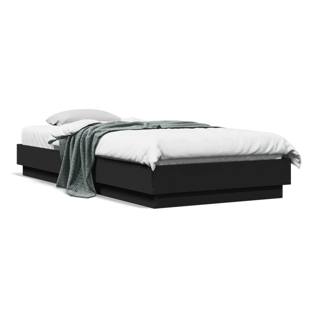Cadru de pat, negru, 100x200 cm, lemn prelucrat - Obține un somn mai odihnitor cu acest cadru de pat! Va fi o completare binevenită în orice dormitor. Material durabil: Lemnul prelucrat este de o cali...