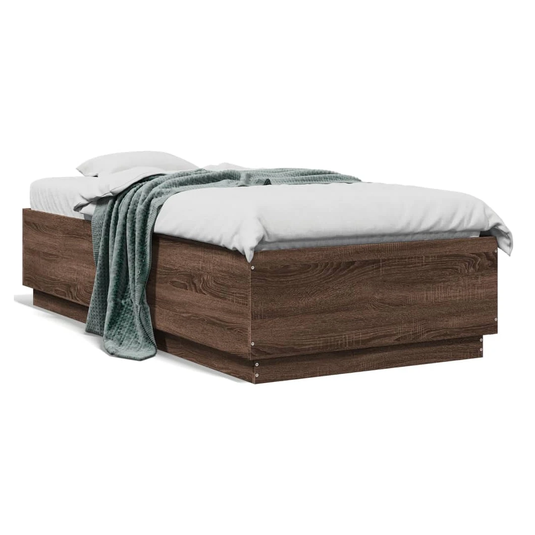 Cadru de pat, stejar maro, 90x190 cm, lemn prelucrat - Obține un somn mai odihnitor cu acest cadru de pat! Va fi o completare binevenită în orice dormitor. Material durabil: Lemnul prelucrat este de o cali...