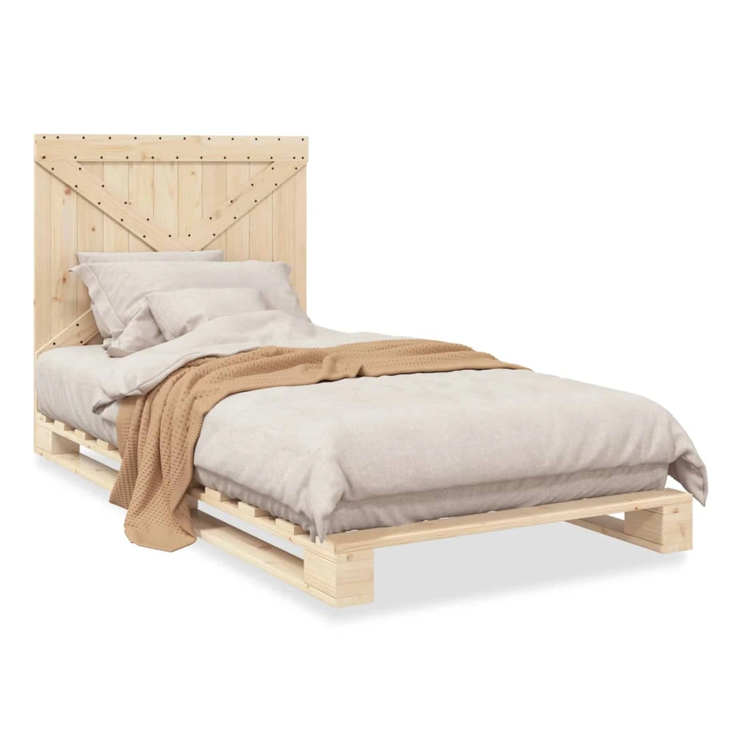 Cadru de pat cu tăblie, 100x200 cm, lemn masiv de pin - Obține un somn mai odihnitor cu acest cadru de pat! Va fi o completare binevenită în orice dormitor.  Material durabil: Lemnul masiv de pin este un ma...