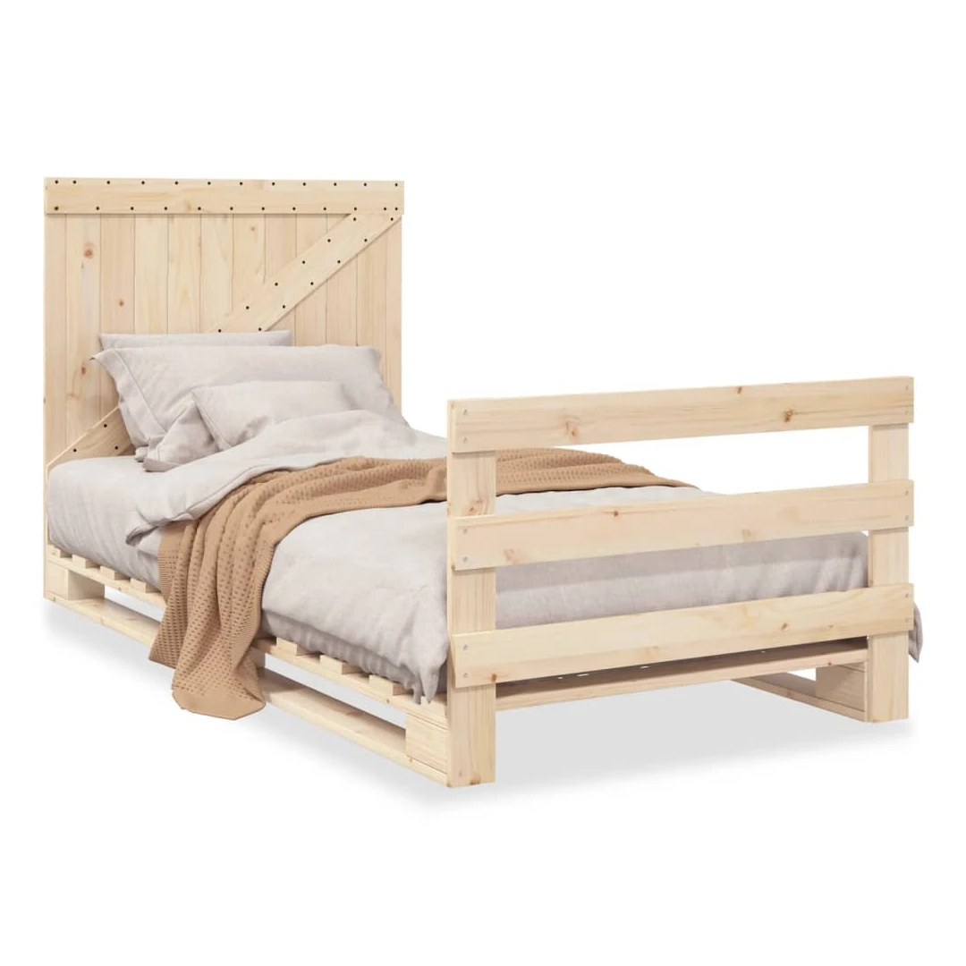 Cadru de pat cu tăblie, 100x200 cm, lemn masiv de pin - Obține un somn mai odihnitor cu acest cadru de pat! Va fi o completare binevenită în orice dormitor.  Material durabil: Lemnul masiv de pin este un ma...