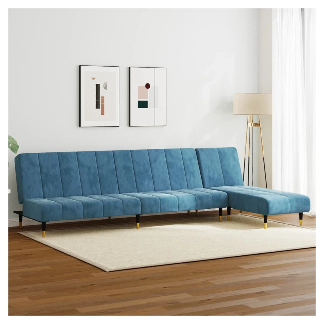 Set canapea 2 piese, albastru, catifea - Acest set de canapele este un loc excelent pentru a discuta, a citi, a privi la televizor sau pentru a vă relaxa. Este menit să fie un punct de atracț...