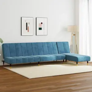Set canapea 2 piese, albastru, catifea - Acest set de canapele este un loc excelent pentru a discuta, a citi, a privi la televizor sau pentru a vă relaxa. Este menit să fie un punct de atracț...