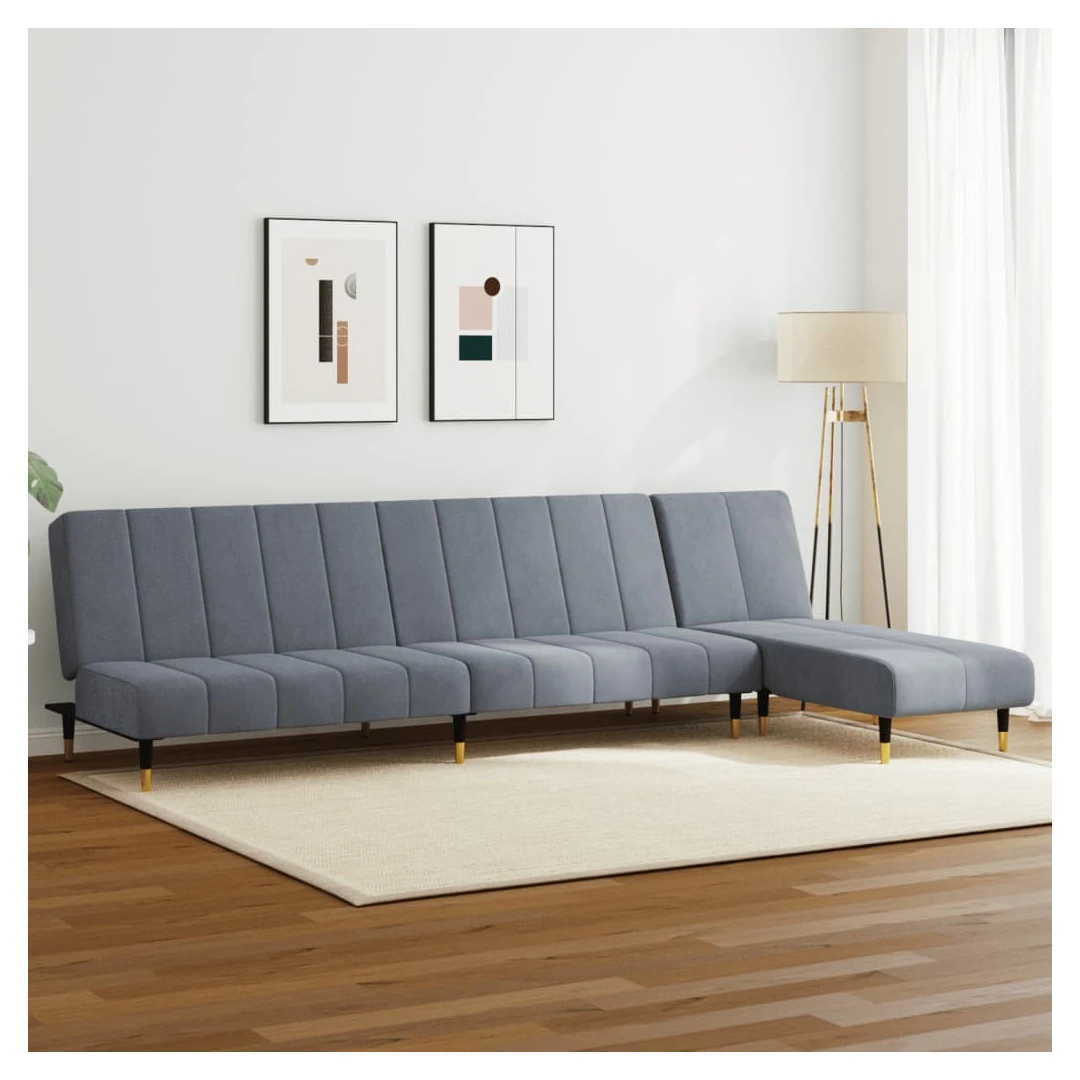 Set canapea, 2 piese, gri închis, catifea - Acest set de canapele este un loc excelent pentru a discuta, a citi, a privi la televizor sau pentru a vă relaxa. Este menit să fie un punct de atracț...