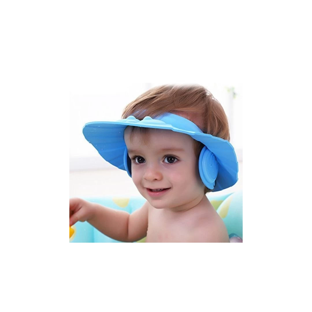 Sapca reglabila de dus sau tuns cu cozoroc si protectie urechi pentru copii 0 – 6 Ani, Albastru - 
